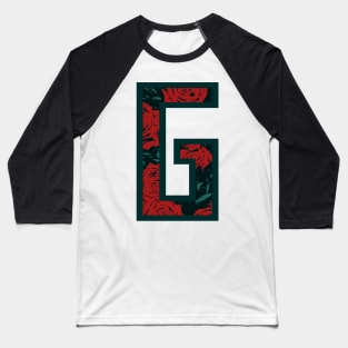 Modern Rose Floral Initial Name Alphabet - Letter G Baseball T-Shirt